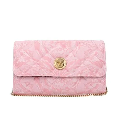 Túi Cầm Tay Nữ Versace Pink Fabric Clutch Bag Màu Hồng