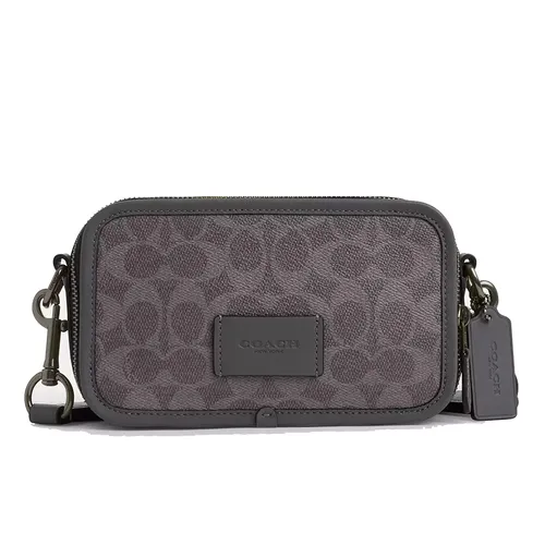Túi Đeo Chéo Nam Coach Wyatt Crossbody Bag In Signature Canvas CW365 Gunmetal Màu Xám