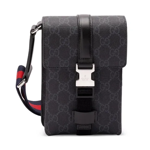 Túi Đeo Chéo Nam Gucci Super Mini GG Messenger Bag Màu Đen Xám