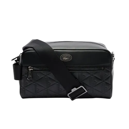 Túi Đeo Chéo Nam Lacoste Leather Monogram Print Pouch Purse NH4398M 53N 000 Màu Đen