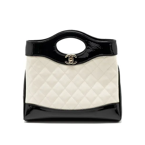 Túi Đeo Chéo Nữ Chanel Mini 31 Bag Patent Black/White LGHW (Microchip) Màu Đen Trắng