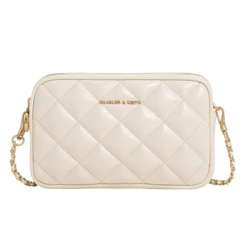 Túi Đeo Chéo Nữ Charles & Keith CNK Mini Apfra Quilted CK2-00151408 Màu Trắng