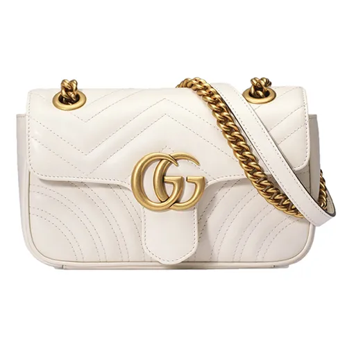 Túi Đeo Chéo Nữ Gucci Marmont Matelassé Mini Bag ‎446744-DTDIT-9022 Màu Trắng Kem