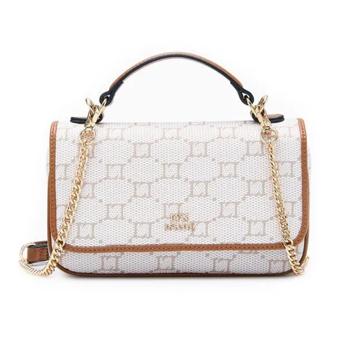 Túi Đeo Chéo Nữ Lyn Serif S Crossbody Bag - Printed Tan L26CBWA028 Màu Nâu Trắng