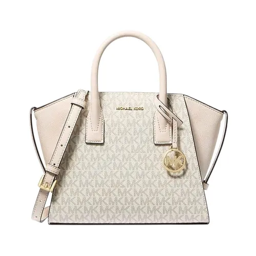 Túi Đeo Chéo Nữ Michael Kors MK Avril Small Logo and Leather Satchel 35F1G4VM2B Màu Trắng Kem
