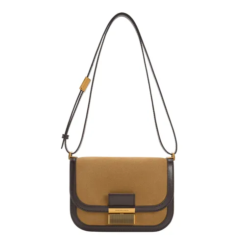 Túi Đeo Vai Nữ Charles & Keith CNK Charlot Recycled Suede Bag Sahara Sand CK2-80782444-3 Màu Nâu