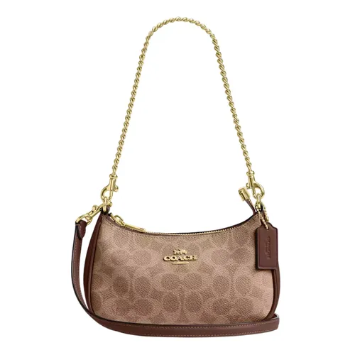 Túi Đeo Vai Nữ Coach Teri Mini Crossbody Bag In Signature Canvas CW323 Tan/Brown Màu Nâu