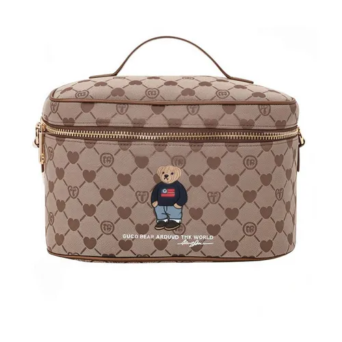 Túi Đựng Đồ Nữ Guoo Bear Coffee Colored Jacquard Peach Heart Crossbody Cosmetic Bag GU1478-18120 Màu Nâu Cafe