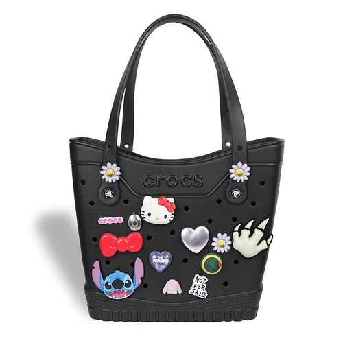 Túi Tote Nữ Crocs Classic Medium Woman Tote Bag Charm - Kitty Black Màu Đen