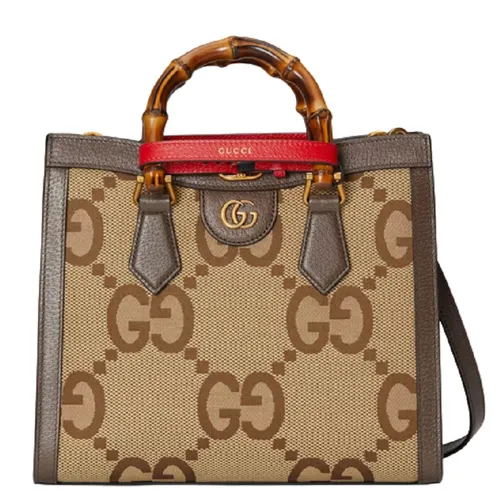 Túi Tote Nữ Gucci Diana Jumbo GG Small Bag Camel Ebony 660195-UKMFT-2672 Màu Nâu Be