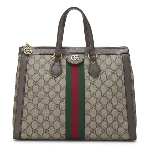 Túi Tote Nữ Gucci GG Supreme Canvas Ophidia Màu Be Nâu