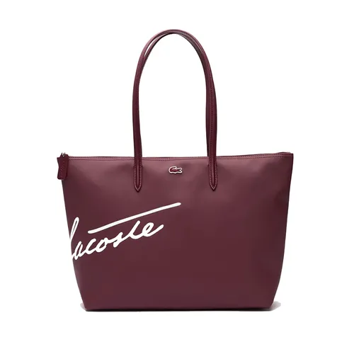 Túi Tote Nữ Lacoste L.12.12 Signature Print Canvas Large Tote Bag NF4473SJ M60 Màu Đỏ Mận