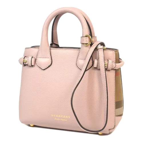 Túi Xách Tay Nữ Burberry Pink Small Banner Leather Satchel Brown Màu Hồng