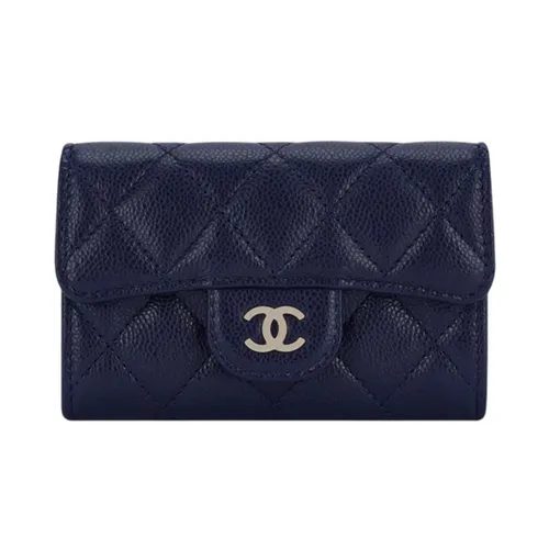 Ví Nữ Chanel Classic Card Holder Grained Calfskin AP0214 Màu Xanh Navy