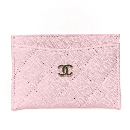 Ví Đựng Thẻ Nữ Chanel Caviar Quilted Card Holder Màu Hồng Nhạt