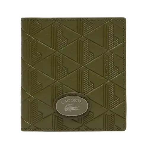 Ví Nam Lacoste Monogram RFID Bifold Leather Wallet NH4575MR Màu Xanh Green