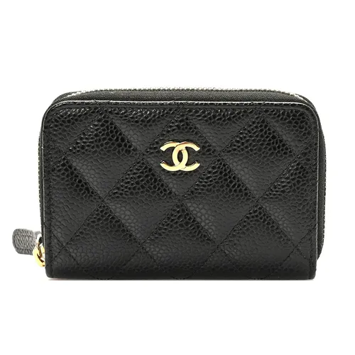 Ví Nữ Chanel Caviar Quilted Classic Zipped Coin Purse Black Màu Đen