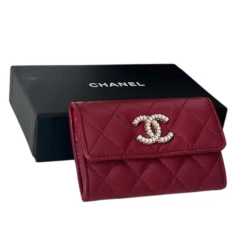 Ví Nữ Chanel CC Logo Quilted Wallet Red Màu Đỏ Burgundy