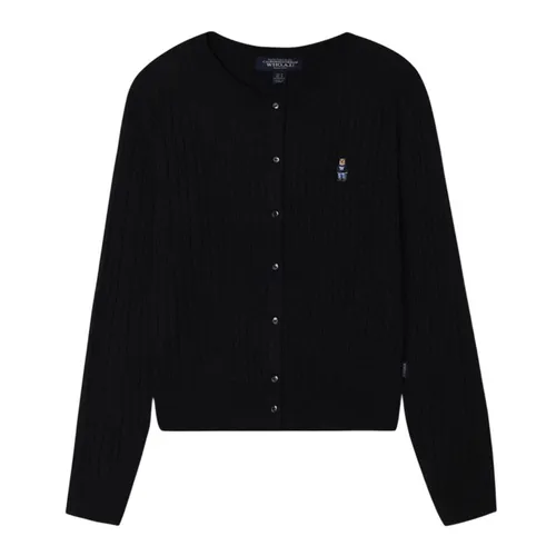 Áo Cardigan Nữ WHOAU Steve High Gauge Wool Cable Cardigan WHCKF4801F Màu Đen
