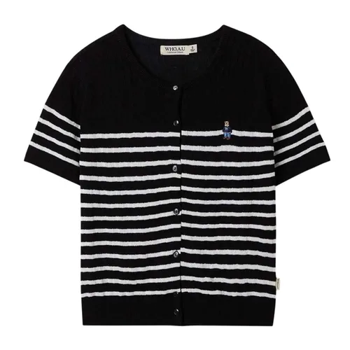 Áo Cardigan Nữ WHOAU Steve Summer Short Sleeve WHCKF2541F Màu Đen