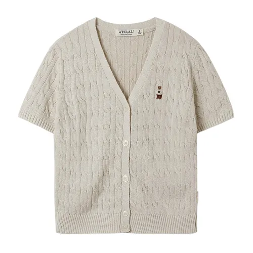 Áo Cardigan Nữ WHOAU Steve V-Neck Melange Cardigan WHCKF2521F Màu Be Kem