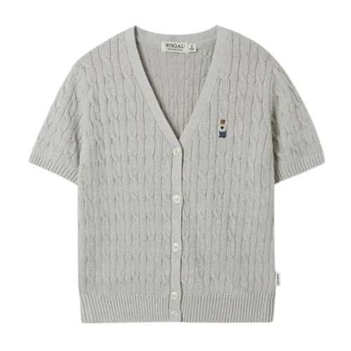 Áo Cardigan Nữ WHOAU Steve V-Neck Melange Cardigan WHCKF2521F Màu Xám Nhạt