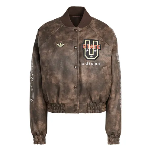 Áo Khoác Nữ Adidas Originals Athl Dept Vintage Faux Leather Jacket KF2307 Màu Nâu Đậm Size XS (Form Âu)