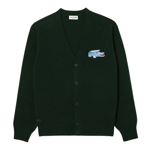 Áo Khoác Len Nam Lacoste Classic Fit V-Neck Wool Dark Green Cardigan AH3053 DCJ Màu Xanh Lá Size 3