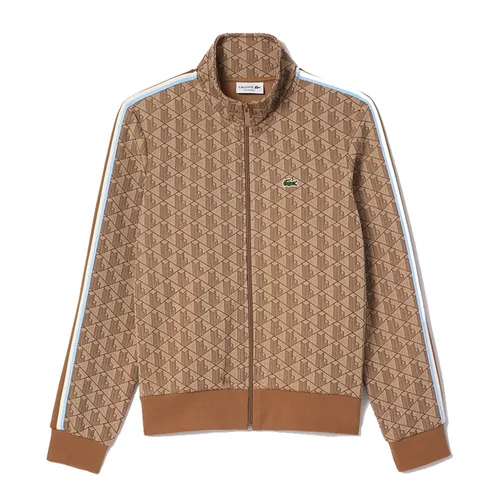 Áo Khoác Nam Lacoste Men's Paris Zipper Jacquard Sweatshirt SH1368-IRP Màu Be Nâu Size 2