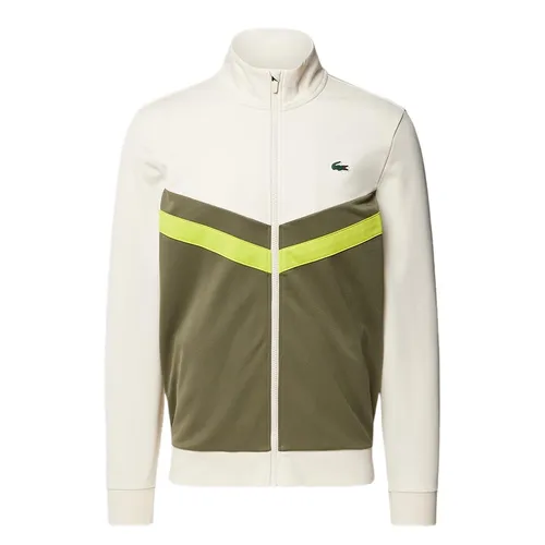 Áo Khoác Nam Lacoste Zip-Up Print Tennis Sweatshirt SH2646-00 Màu Trắng Ngà Size 3