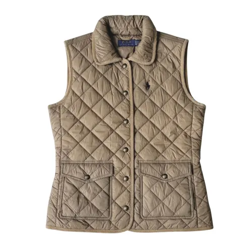Áo Khoác Nữ Ralph Lauren Corduroy-Trim Quilted Vest Gile In Camel 211A93139002 Màu Be Size S