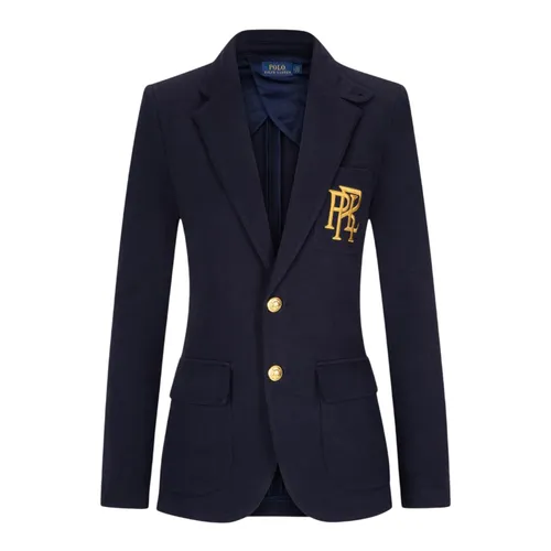 Áo Khoác Nữ Ralph Lauren Navy Blue With Gold Embroidered Logo Blazer 211857830001 Màu Xanh Navy Size 4