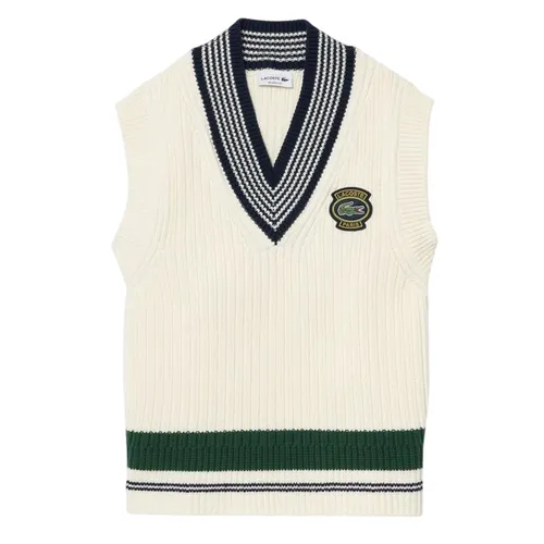 Áo Len Gile Unisex Lacoste Sweater Thick Knitted Cotton With Badge Accent AH0563-IQV Màu Trắng Size M