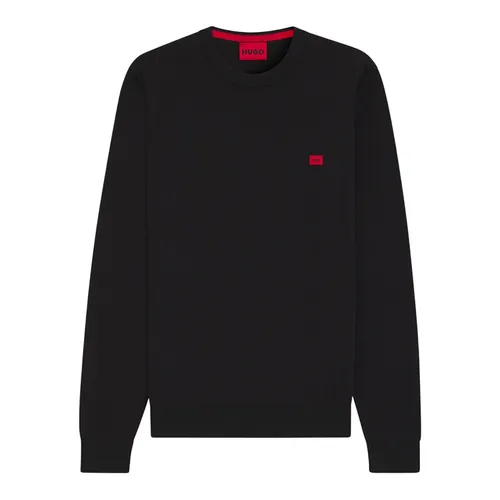 Áo Len Nam Hugo Boss Cotton Sweater With Red Logo Label 50475083 - BLK Màu Đen Size S