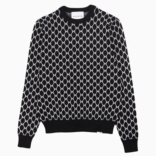 Áo Len Nam John Richmond UMA24028MA Màu Đen Họa Tiết Size S