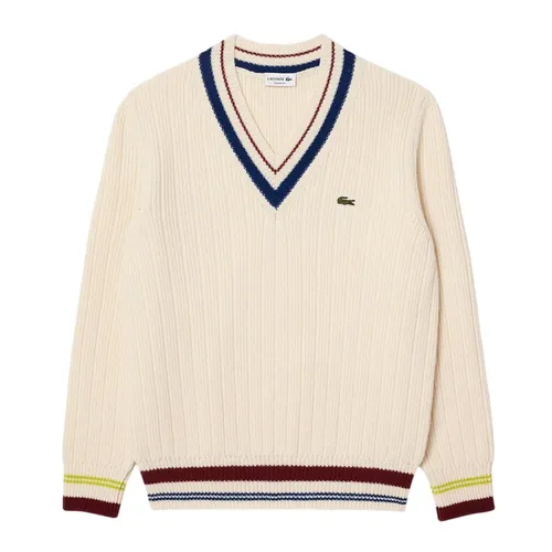 Áo Len Nam Lacoste Classic Fit Men's Tennis Style Wool Sweater AH3133 R1T Màu Trắng Kem Size 4
