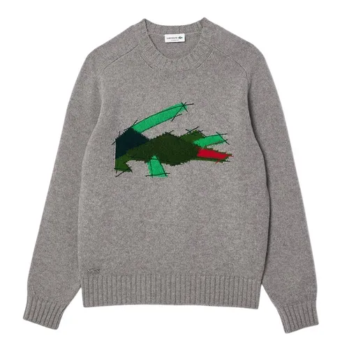 Áo Len Nam Lacoste Men's Crocodile Motif Wool Sweater AH3145 W9D Màu Xám Size 3