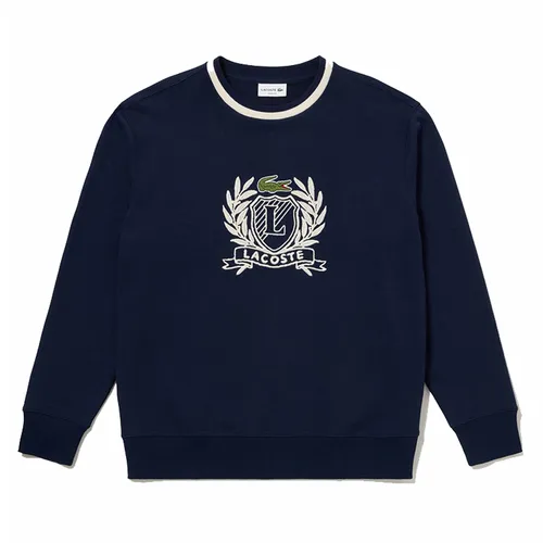Áo Nỉ Sweater Nam Lacoste Hand Stitched French Graphic Tshirt SH6424 - 166 Màu Xanh Navy Size 2