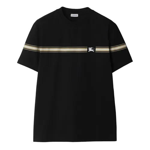 Áo Phông Nam Burberry Striped-detail Cotton Tshirt Màu Đen Size S