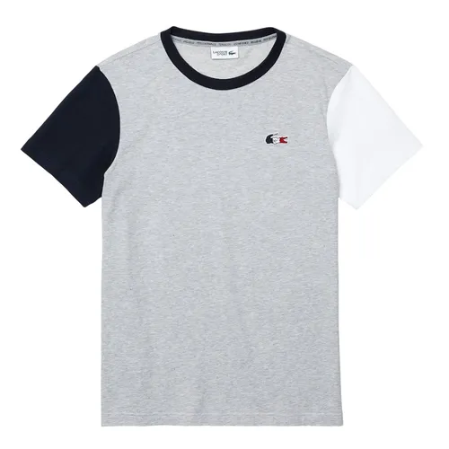 Áo Phông Nam Lacoste Men's Sport French Sporting Spirit Edition Tricolour T-Shirt TH3745 5KC Màu Xám Size 5