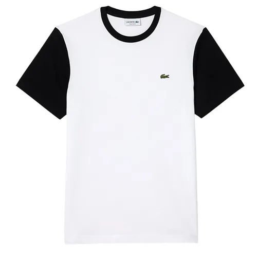 Áo Phông Nam Lacoste Regular Fit Jersey Colourblock TShirt TH1298-AU8 Màu Trắng Đen Size 3