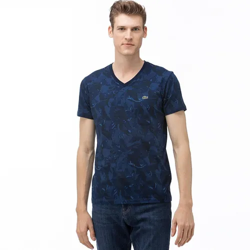 Áo Phông Nam Lacoste V-Neck Graphic T-Shirt TH0018 18A Màu Xanh Navy Size 2
