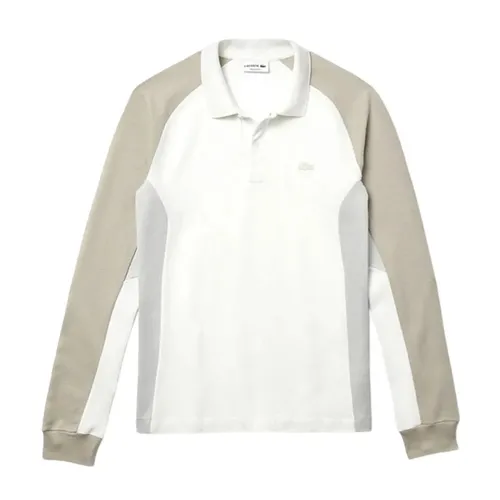 Áo Polo Dài Tay Lacoste Men's Long-Sleeved Colorblock Pique Polo Shirt PH5050 TRY Màu Trắng - Xám Size 4