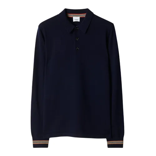 Áo Polo Dài Tay Nam Burberry Long-sleeve Wool Polo Shirt 80926401 Màu Xanh Navy Size XS