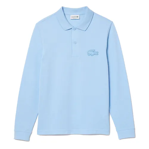 Áo Polo Dài Tay Nam Lacoste 3D Crocodile Logo Patch Long Sleeve Shirt PH6423-HBP Màu Xanh Dương Size 3