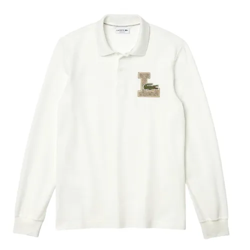 Áo Polo Dài Tay Nam Lacoste Long-Sleeve Regular Fit Badge PH1876L Màu Trắng Size 5
