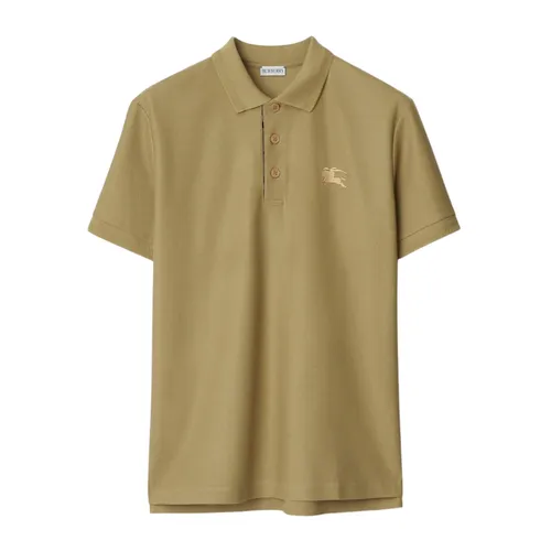 Áo Polo Nam Burberry Equestrian Knight Compare Cotton In Olive 80999371 Màu Xanh Size XS