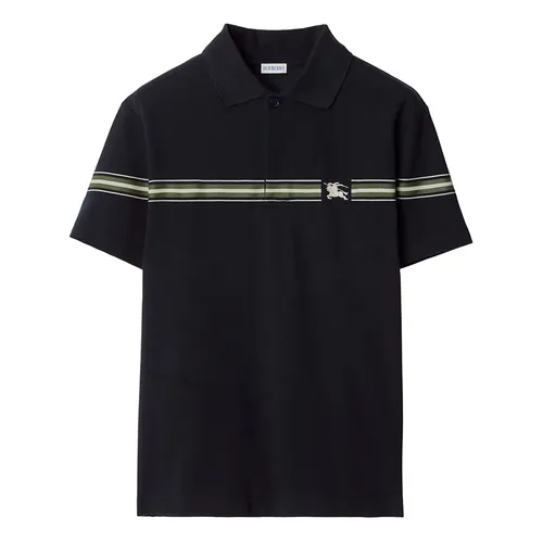 Áo Polo Nam Burberry Striped Cotton Polo Shirt Màu Đen Size S