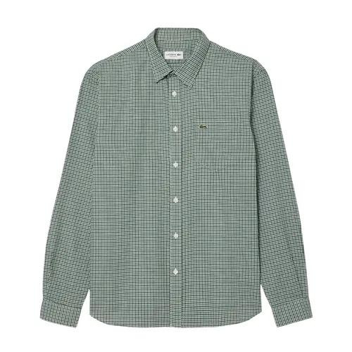 Áo Sơ Mi Dài Tay Nam Lacoste Gingham Check Flannel Shirt CH6266 - DCJ Kẻ Caro Màu Xanh Lá Size 39