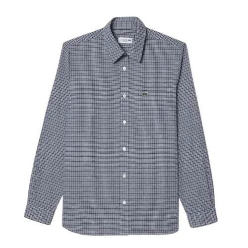 Áo Sơ Mi Dài Tay Nam Lacoste Gingham Check Flannel Shirt CH6266 - KG2 Kẻ Caro Màu Xanh Navy Size 39